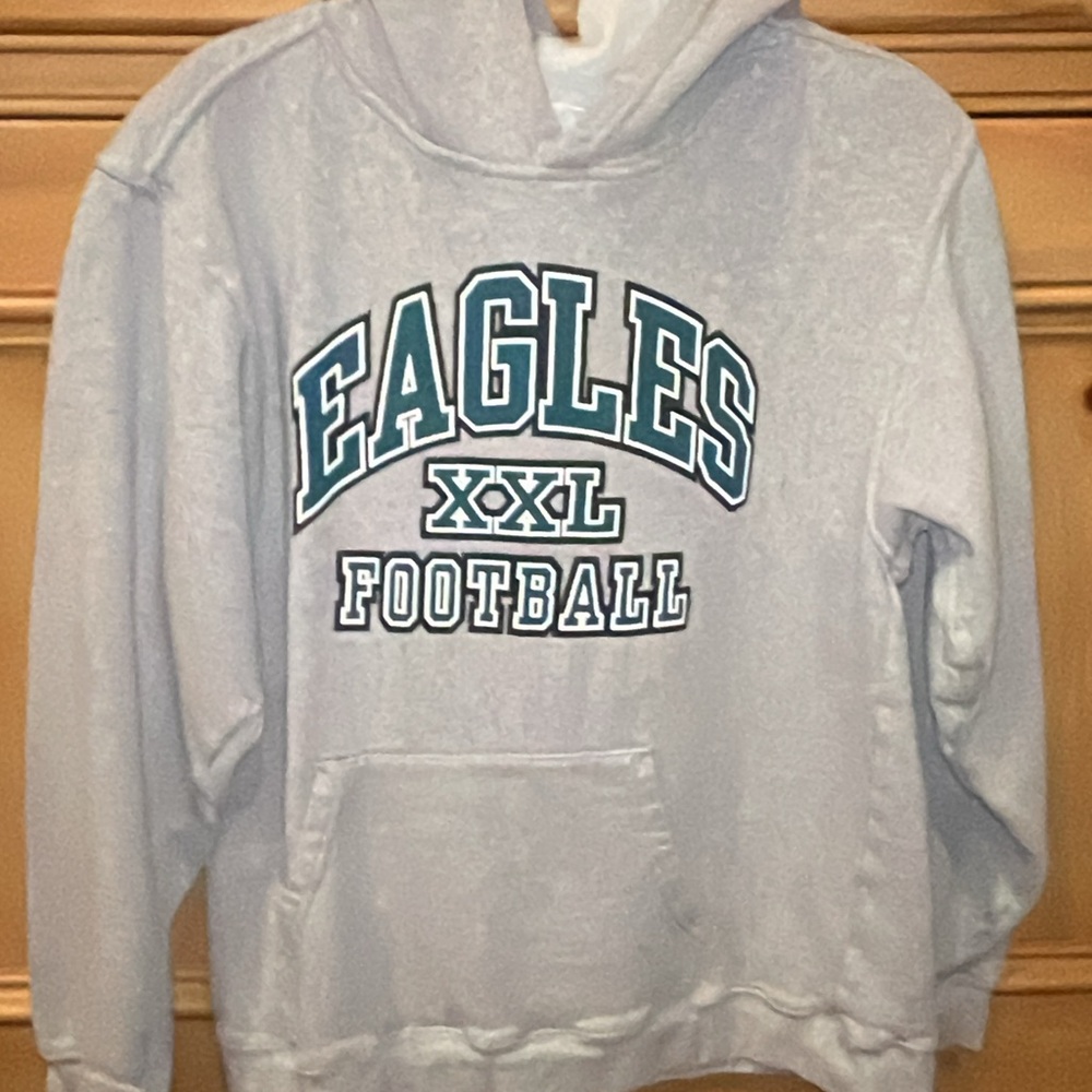 Vintage Boys Philly Philadelphia Eagles Grey Hoodie Youth Boys XL (16/18) - Picture 2 of 7